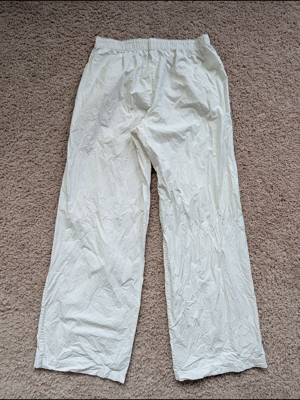 Skims Womens White Straight Leg Poplin Sleep Cotton Pull On Pants Size XS - Picture 2 of 11